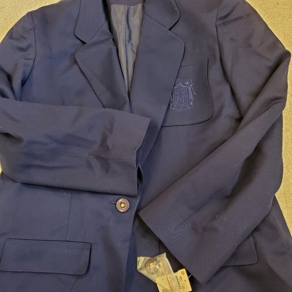 Vintage Pendleton Womens Size 12 Blue‎ Schoolboy Blazer Crest NWT Preppy FLAW - Picture 6 of 10